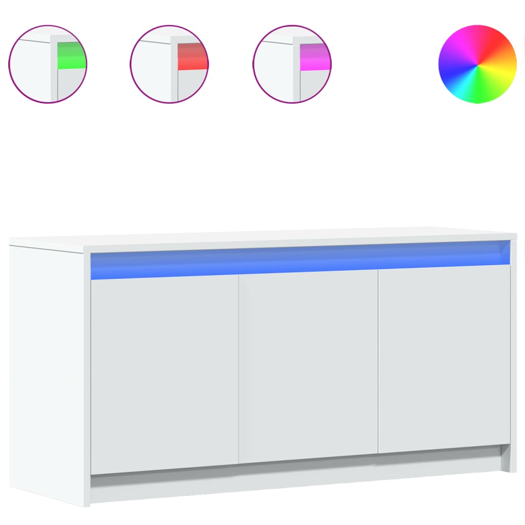 TV-Møbel Hvit TV-benk med LED 100x34x50 cm
