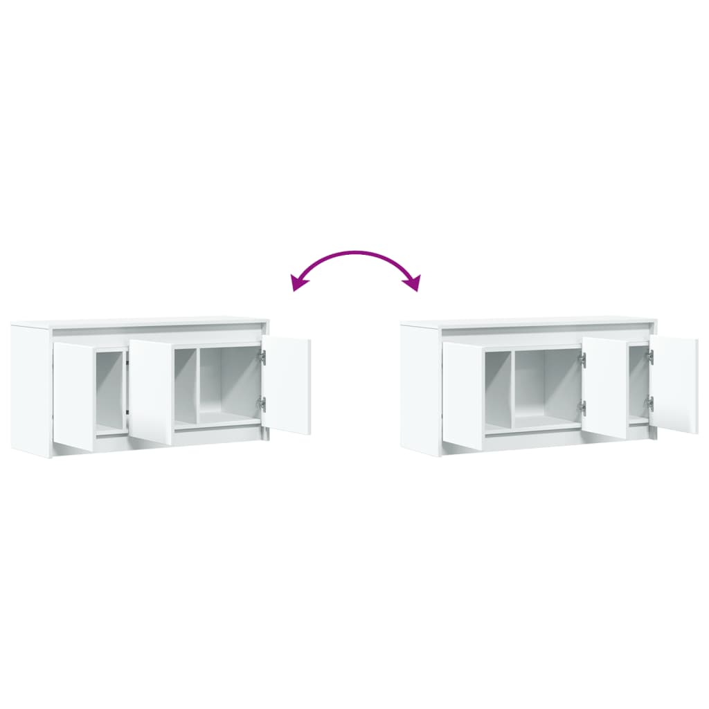 TV-Møbel Hvit TV-benk med LED 100x34x50 cm