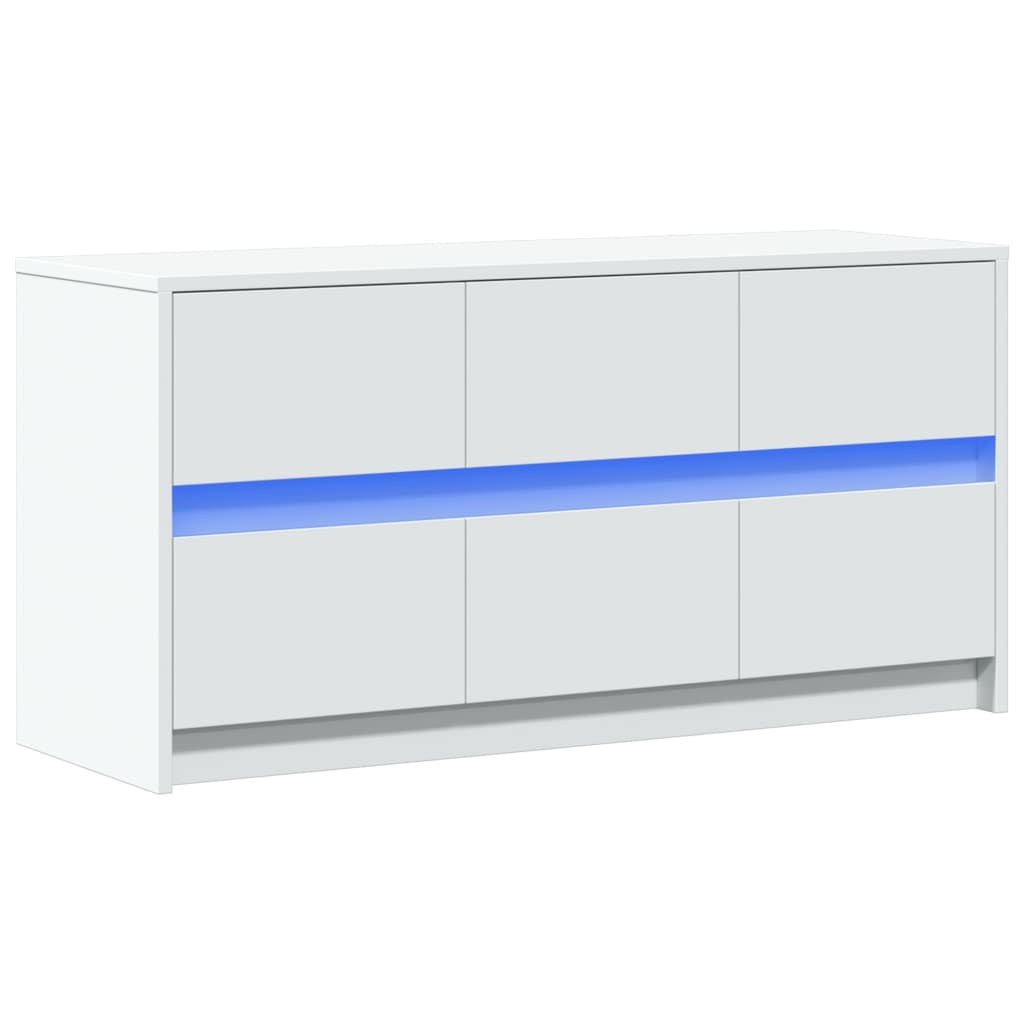 TV-Møbel Hvit TV-benk med LED 100x34x50 cm