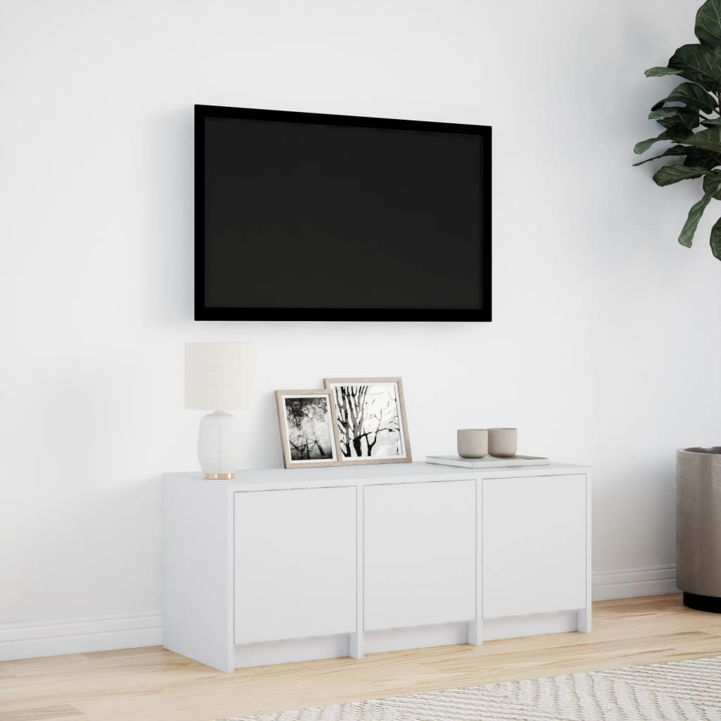 TV-Møbel Hvit TV-benk med LED 97x34x40 cm