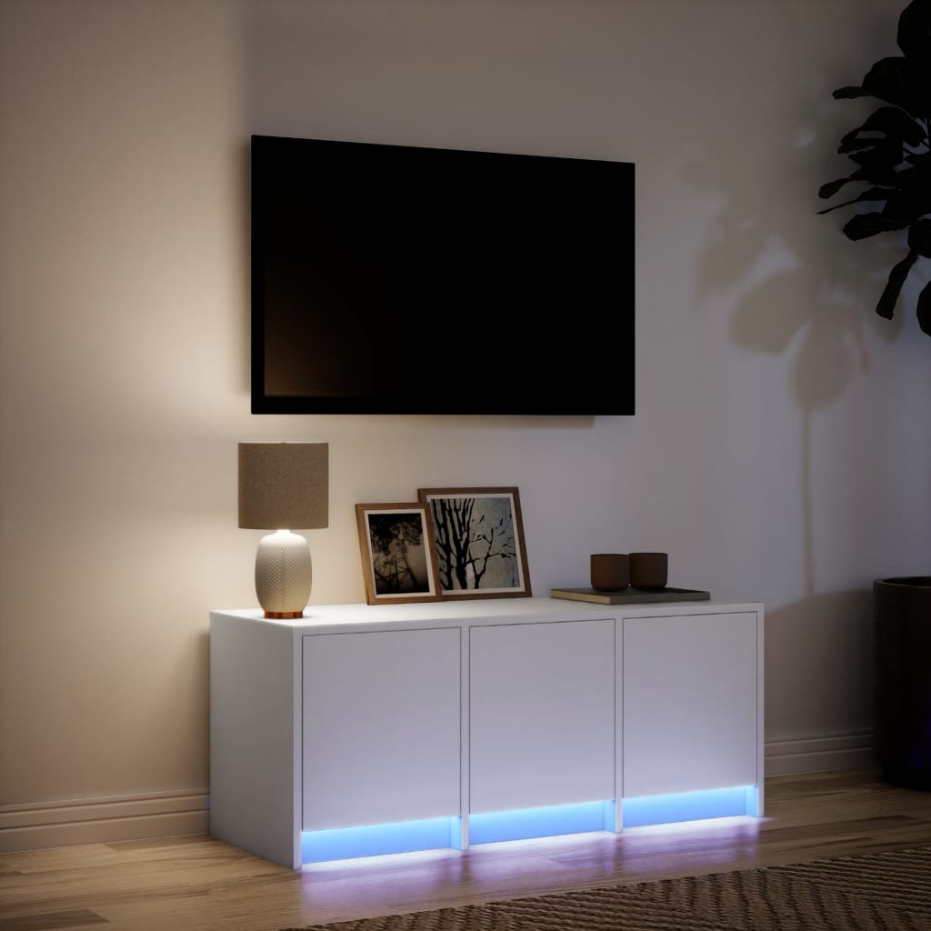 TV-Møbel Hvit TV-benk med LED 97x34x40 cm