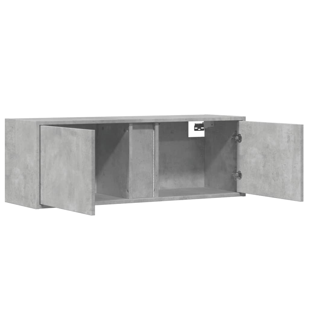 TV-Møbel Betonggrå Tv-benk med LED-lys 100x31x35 cm