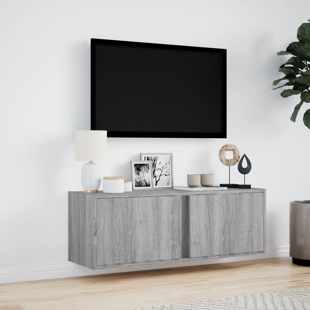 TV-Møbel Sonoma Grå Tv-benk med LED 100x31x35 cm