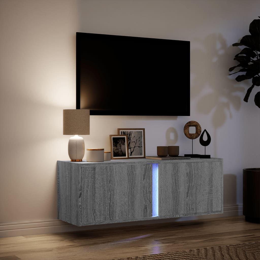 TV-Møbel Sonoma Grå Tv-benk med LED 100x31x35 cm