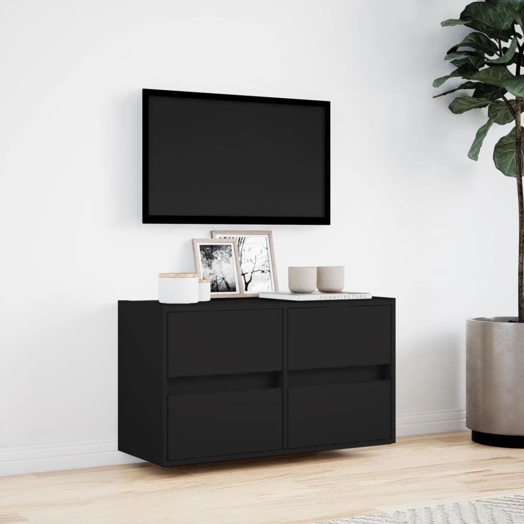 TV-Møbel Svart TV-benk med LED 80x31x45 cm