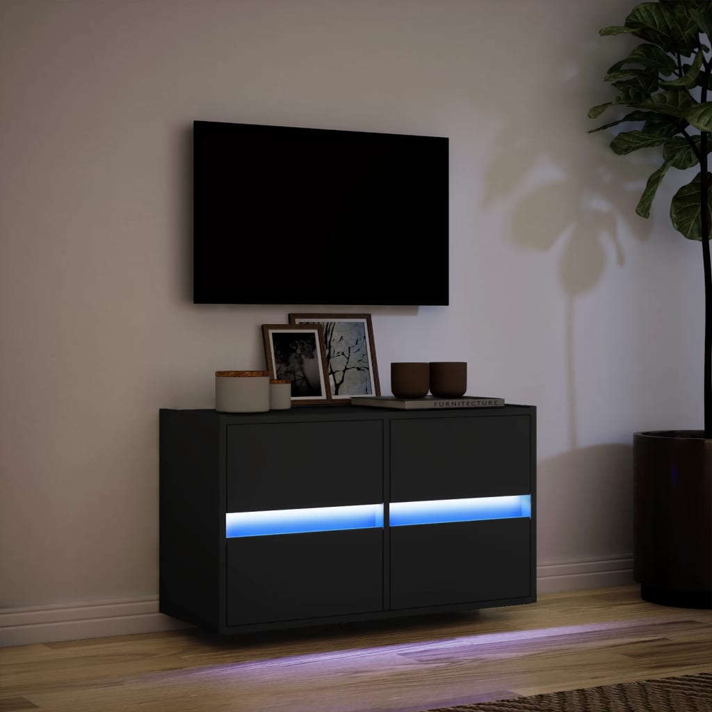 TV-Møbel Svart TV-benk med LED 80x31x45 cm