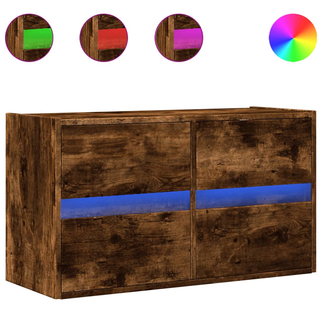 TV-Møbel Røkt EikTV-benk med LED 80x31x45 cm