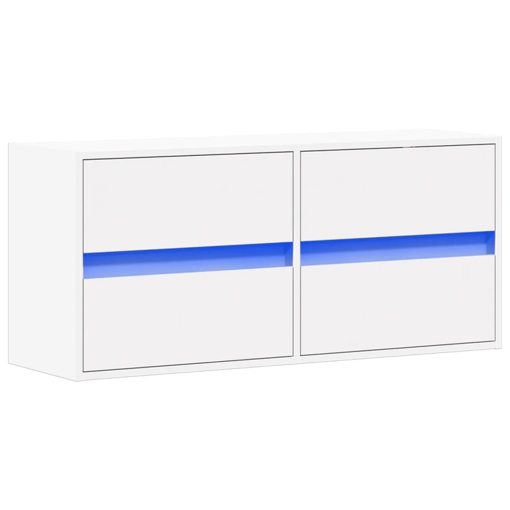 TV-Møbel Hvit TV-benk med LED 100x31x45 cm