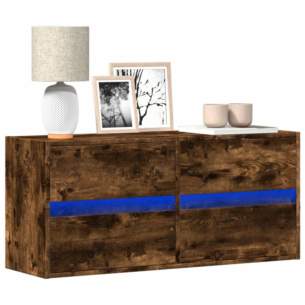 TV-Møbel Røkt EikTV-benk med LED 100x31x45 cm