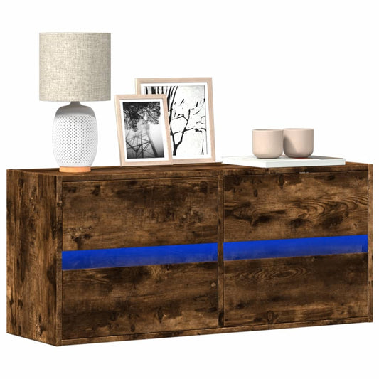 TV-Møbel Røkt EikTV-benk med LED 100x31x45 cm