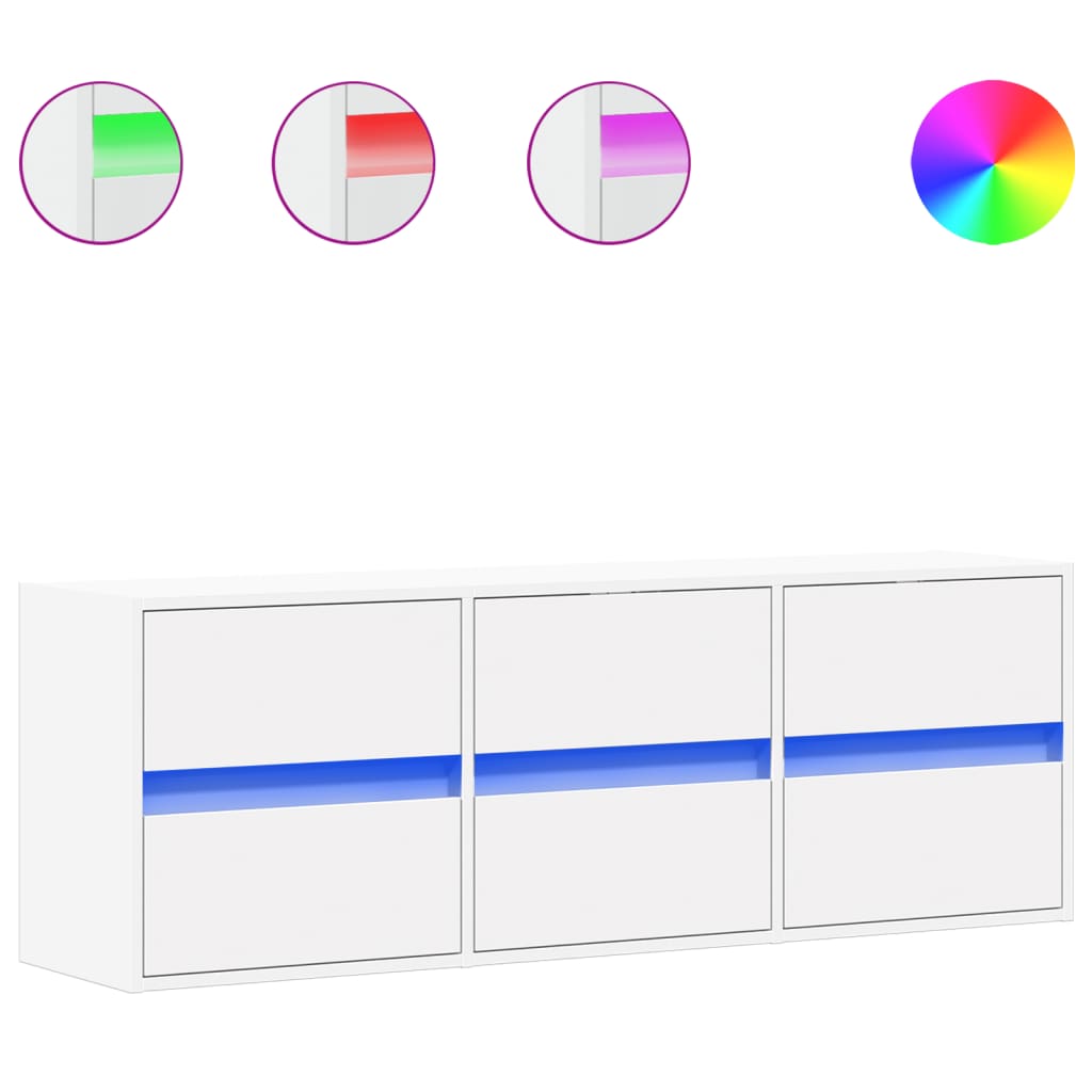 TV-Møbel Hvit TV-benk med LED 130x31x45 cm
