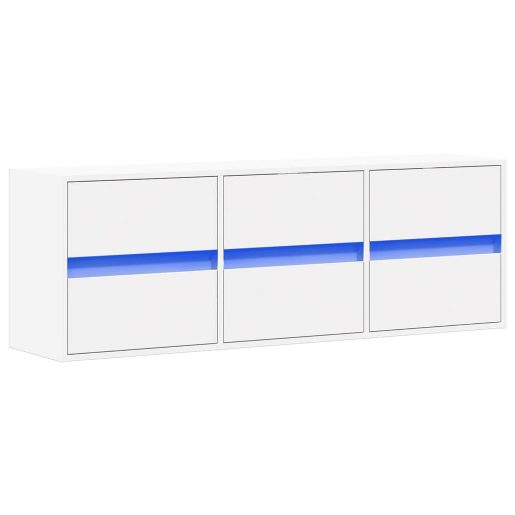 TV-Møbel Hvit TV-benk med LED 130x31x45 cm