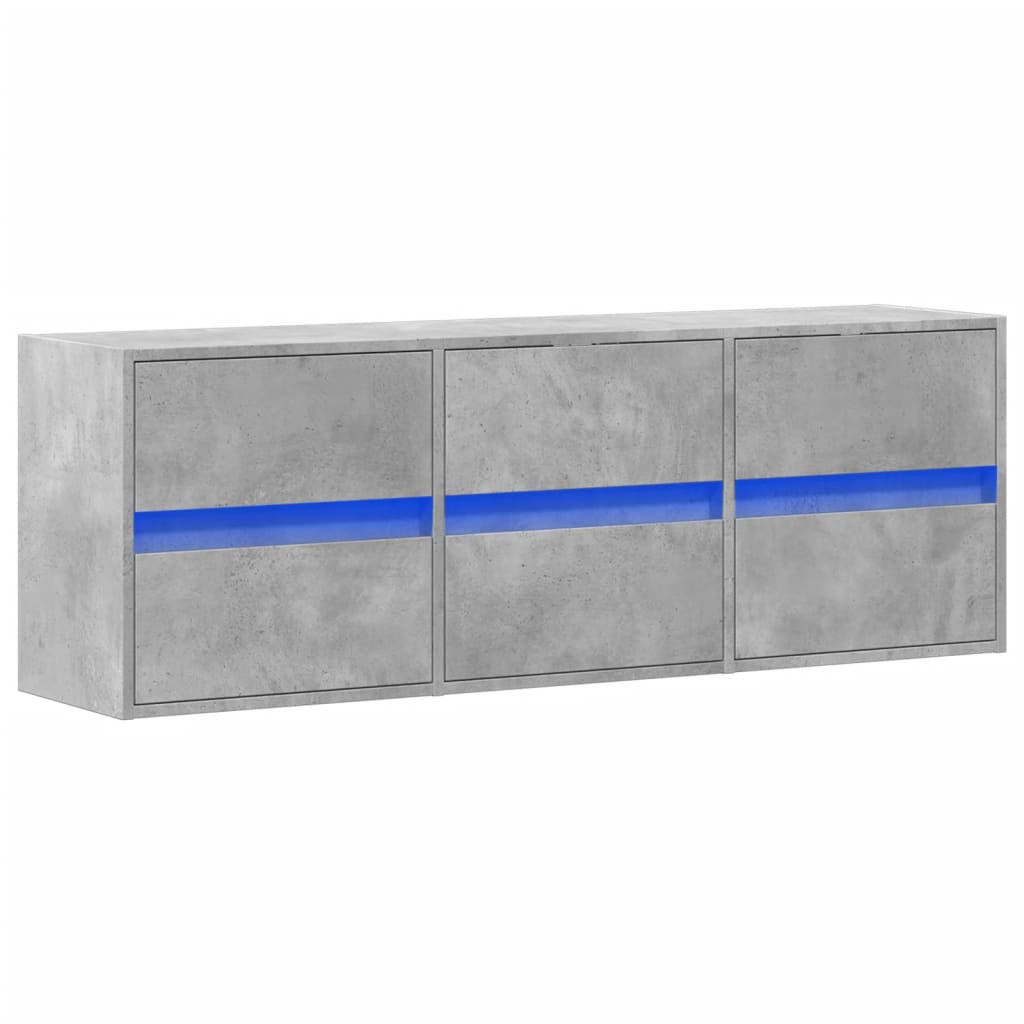 TV-Møbel Betonggrå TV-benk med LED-lys 130x31x45 cm