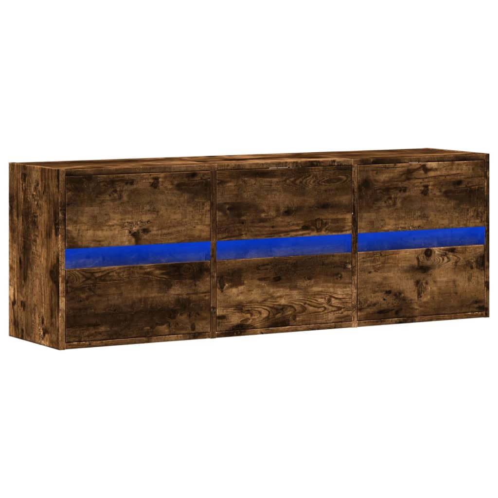 TV-Møbel Røkt Eik Vegghengt TV-benk med LED 130x31x45 cm