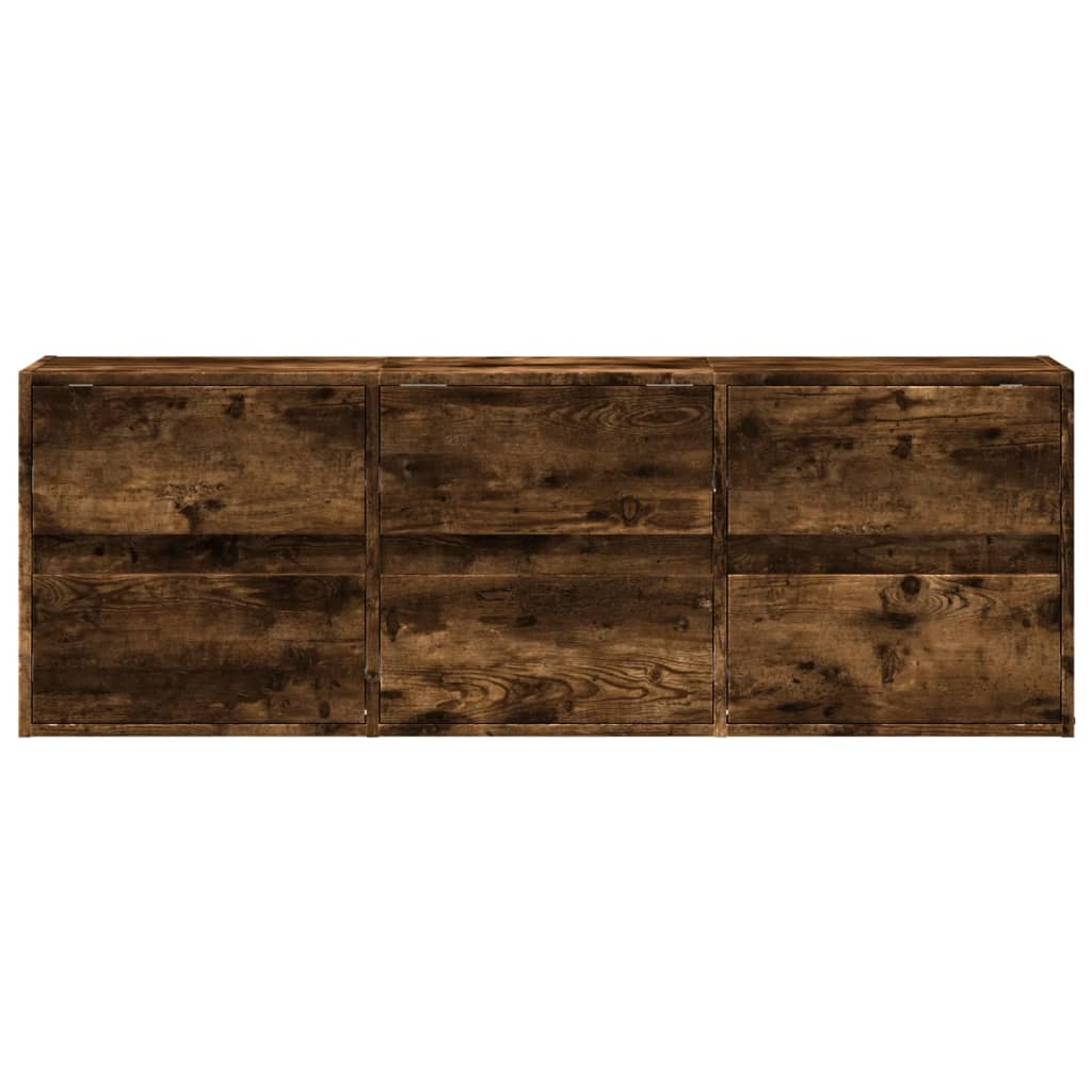 TV-Møbel Røkt Eik Vegghengt TV-benk med LED 130x31x45 cm
