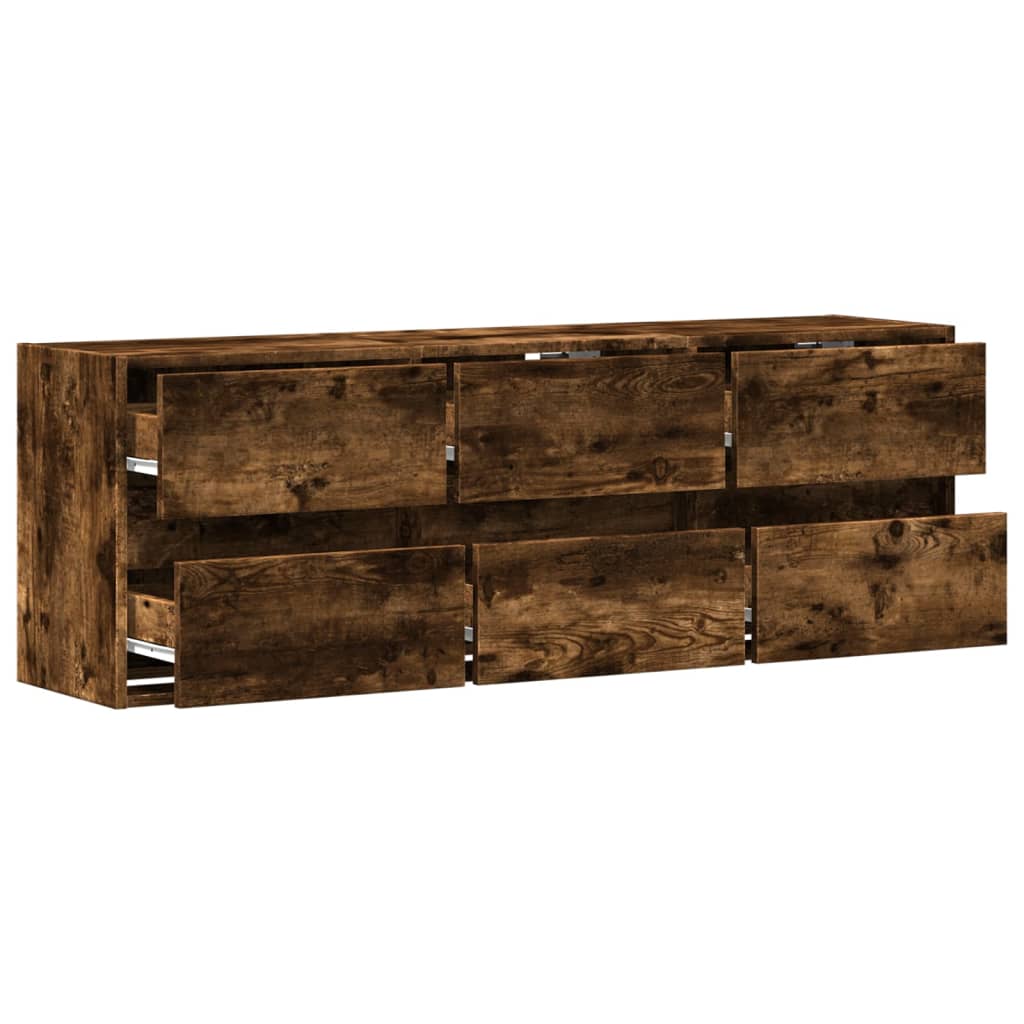 TV-Møbel Røkt Eik Vegghengt TV-benk med LED 130x31x45 cm