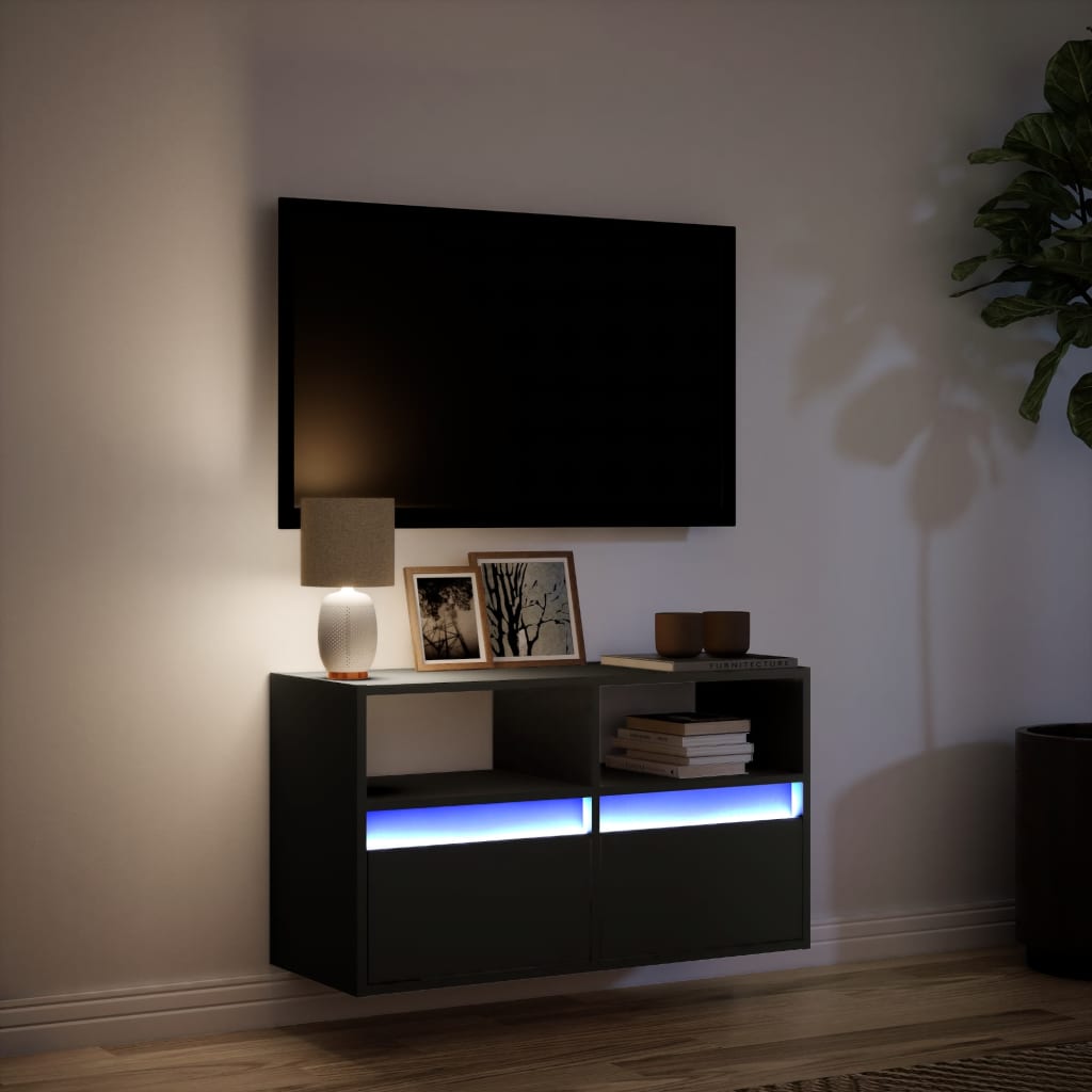 TV-Møbel Svart Tv-benk med LED 80x31x45 cm