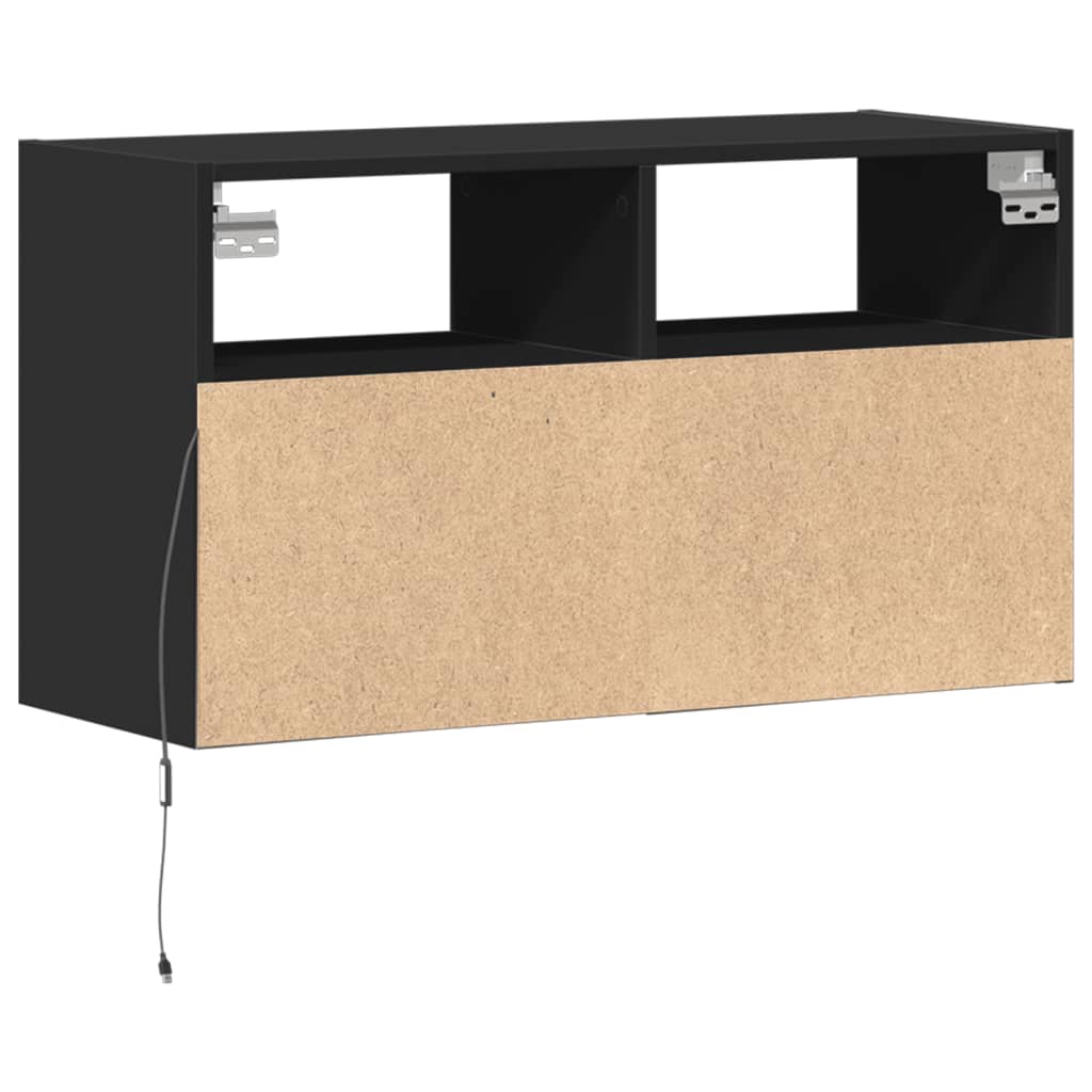 TV-Møbel Svart Tv-benk med LED 80x31x45 cm