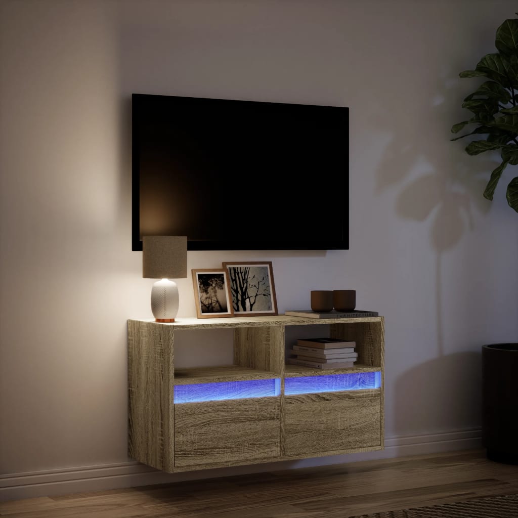 TV-Møbel Sonoma Eik Tv-benk med LED 80x31x45 cm