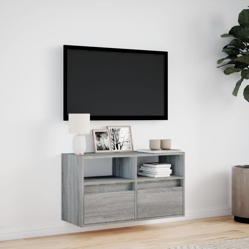 TV-Møbel Sonoma Grå Tv-benk med LED 80x31x45 cm
