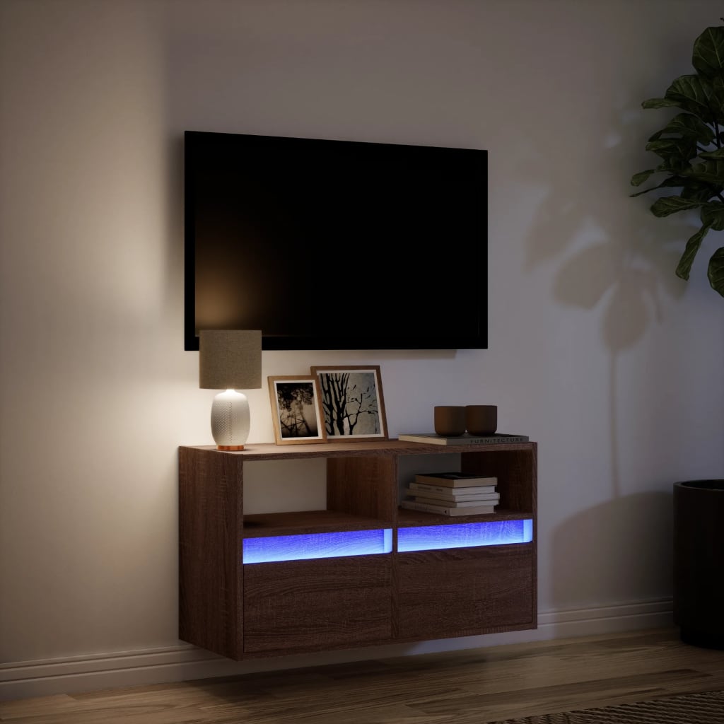 TV-Møbel Brun Eik Tv-benk med LED 80x31x45 cm