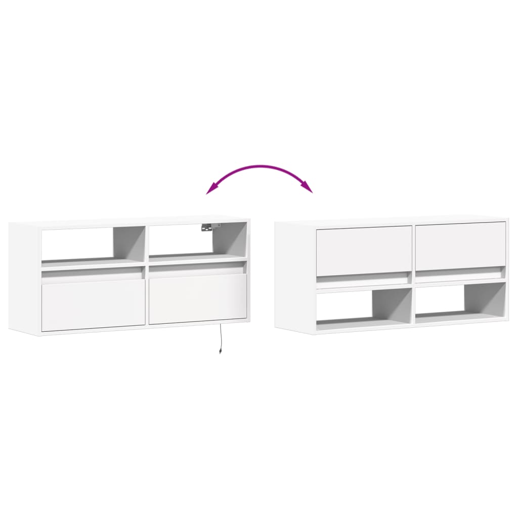 TV-Møbel Hvit TV-benk med LED 100x31x45 cm