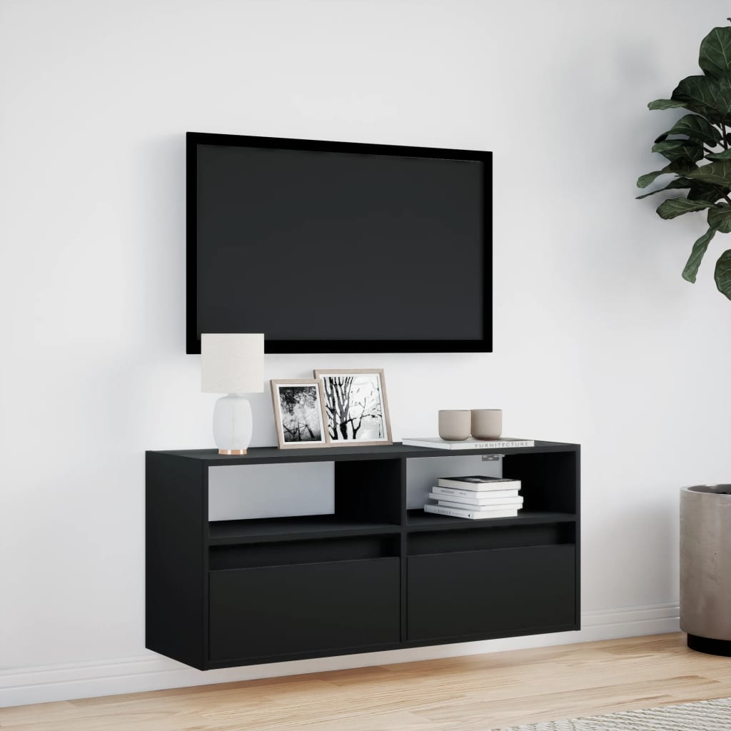 TV-Møbel Svart TV-benk med LED 100x31x45 cm