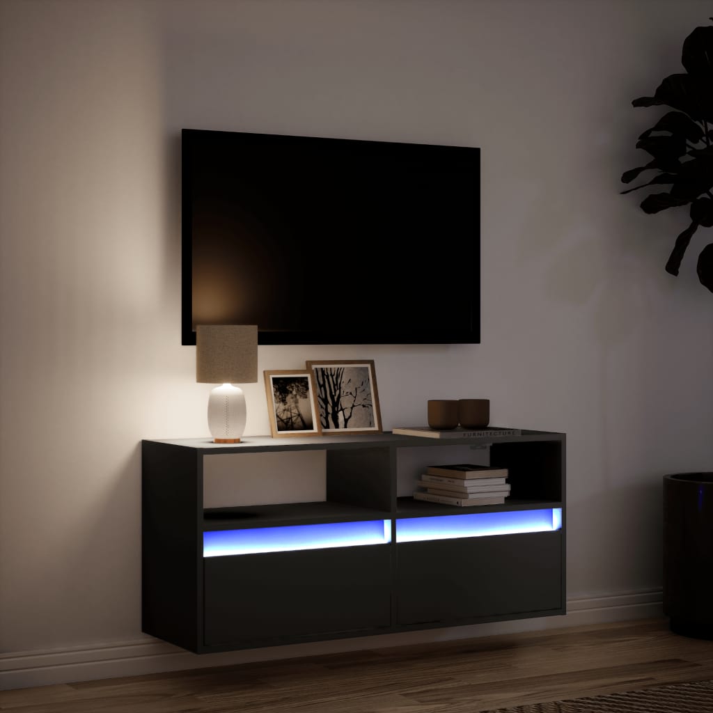 TV-Møbel Svart TV-benk med LED 100x31x45 cm