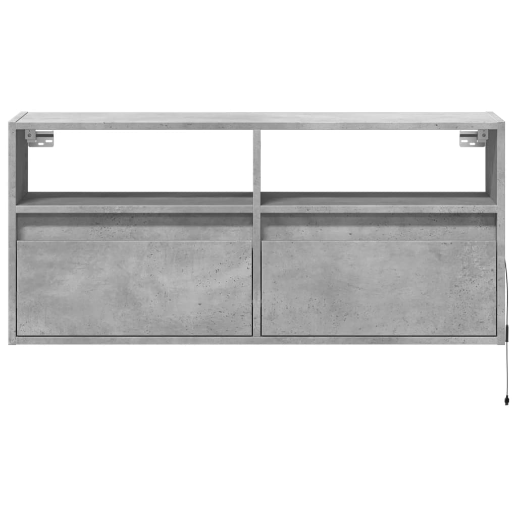 TV-Møbel Betonggrå TV-benk med LED-lys 100x31x45 cm