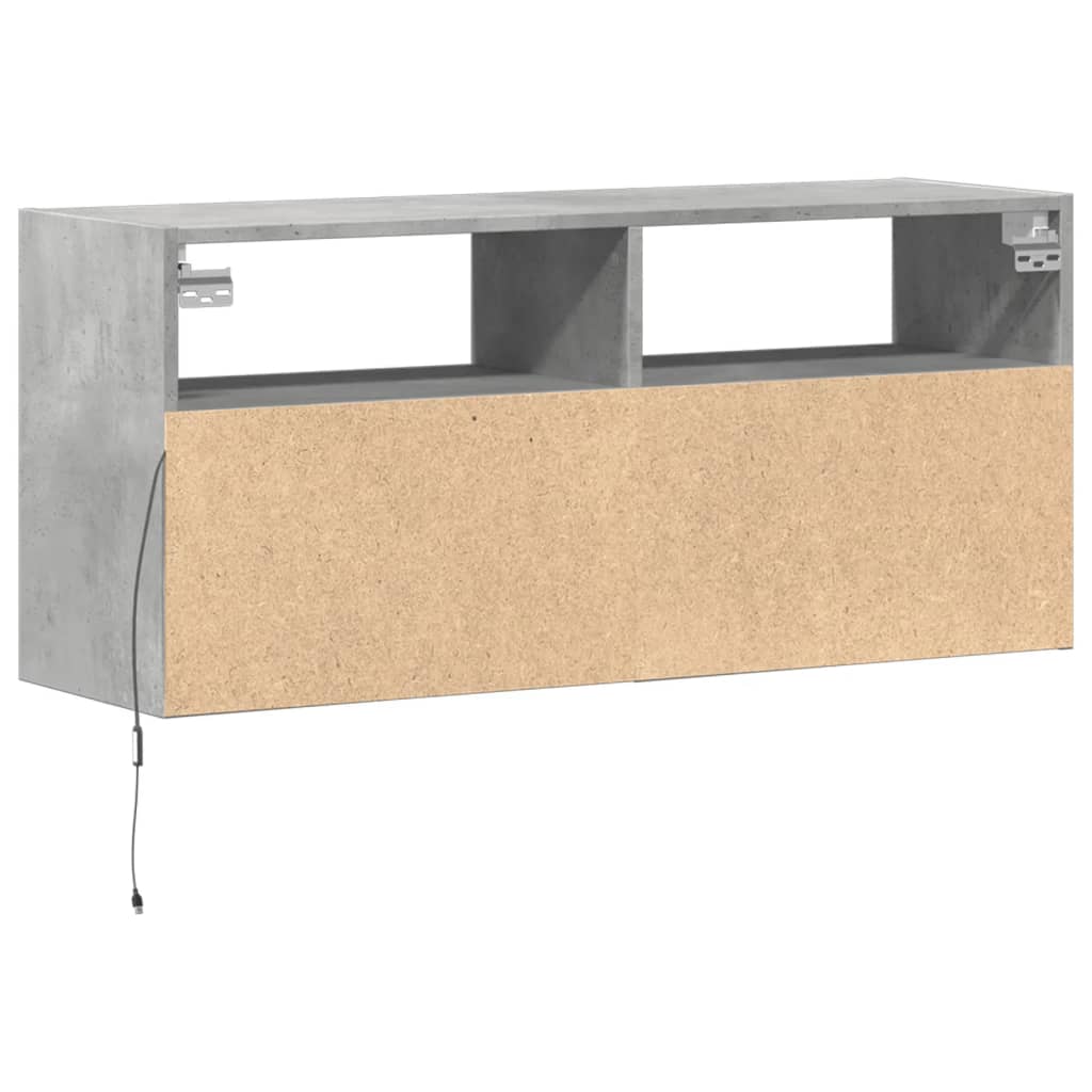 TV-Møbel Betonggrå TV-benk med LED-lys 100x31x45 cm