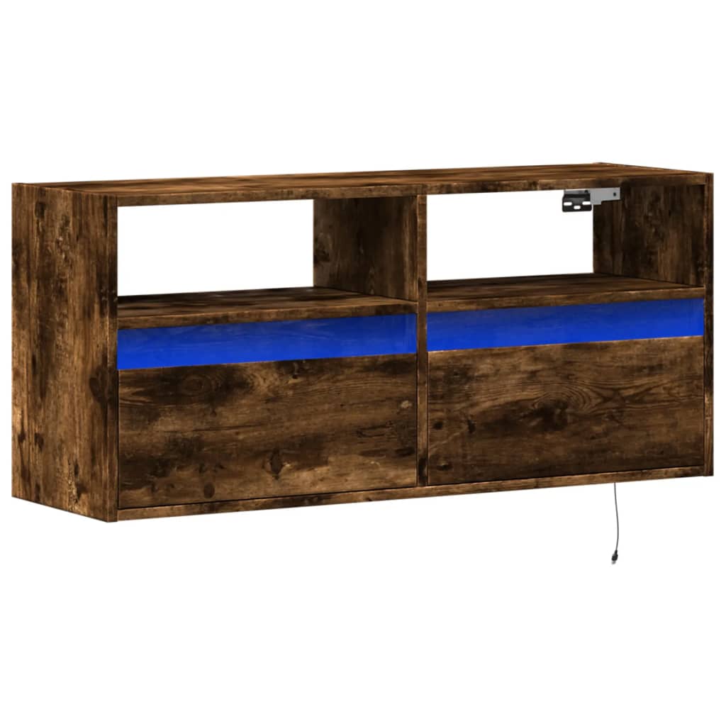 TV-Møbel Røkt EikTV-benk med LED 100x31x45 cm