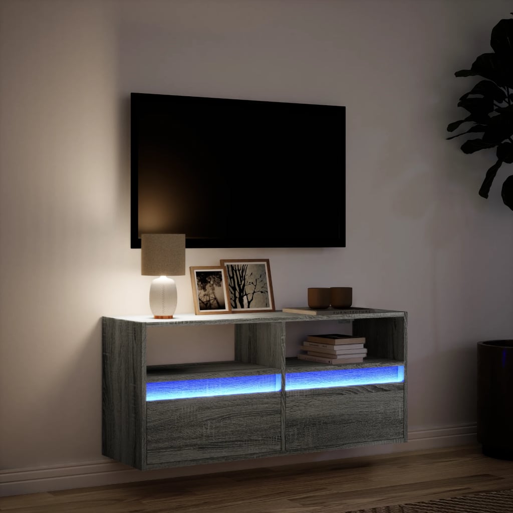 TV-Møbel Sonoma Grå TV-benk med LED 100x31x45 cm