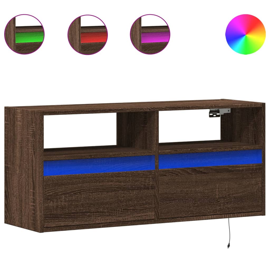 TV-Møbel Brun Eik TV-benk med LED 100x31x45 cm
