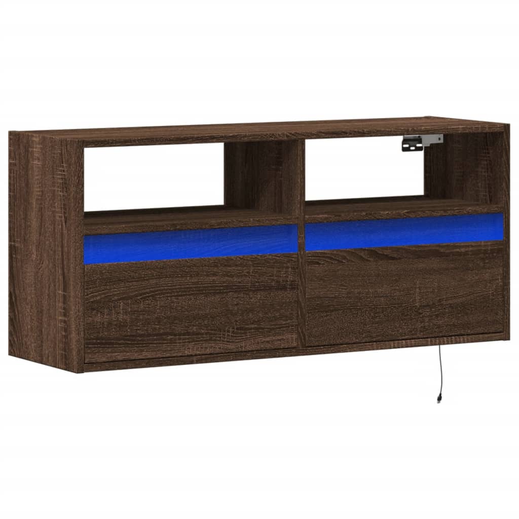 TV-Møbel Brun Eik TV-benk med LED 100x31x45 cm