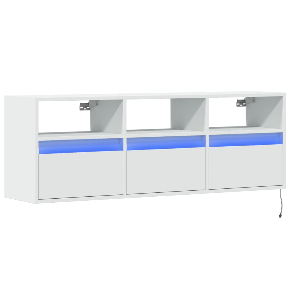 TV-Møbel Hvit TV-benk med LED 130x31x45 cm