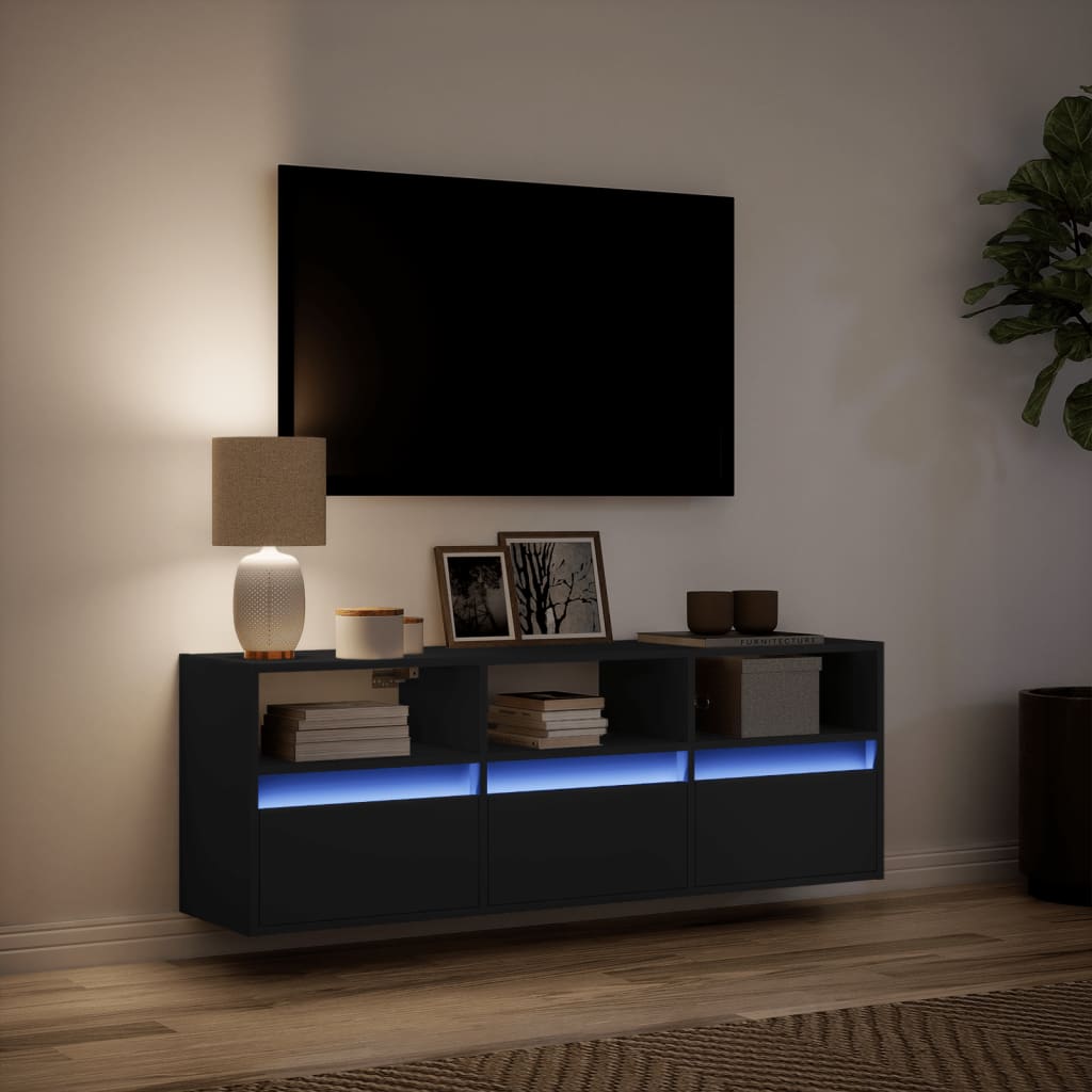TV-Møbel Svart TV-benk med LED 130x31x45 cm