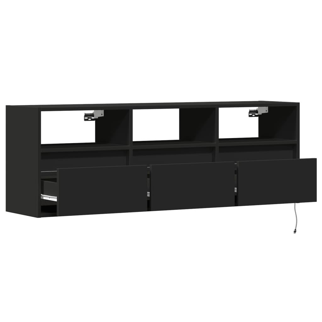 TV-Møbel Svart TV-benk med LED 130x31x45 cm