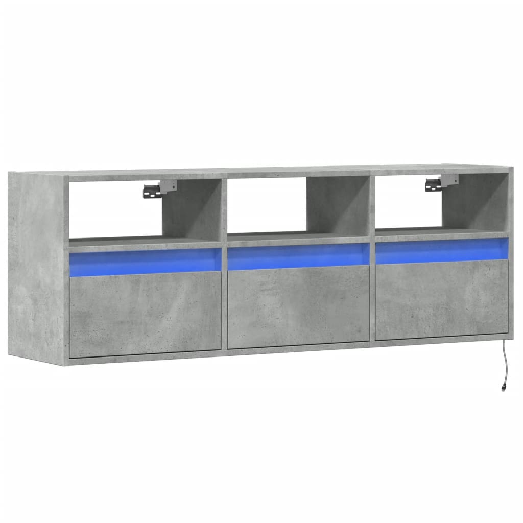 TV-Møbel Betonggrå LED-lys 130x31x45 cm