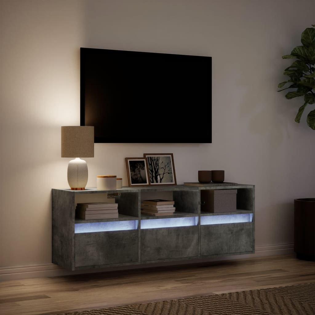 TV-Møbel Betonggrå LED-lys 130x31x45 cm