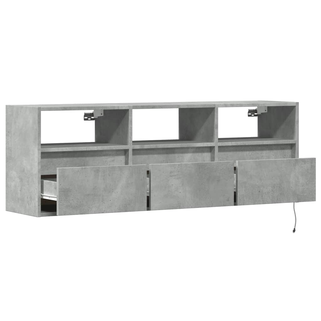 TV-Møbel Betonggrå LED-lys 130x31x45 cm
