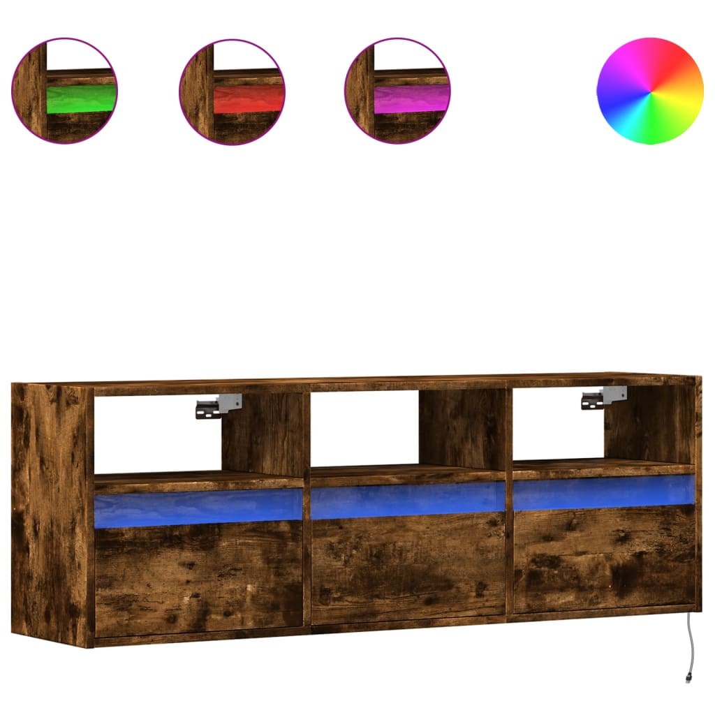 TV-Møbel Røkt EikTV-benk med LED 130x31x45 cm