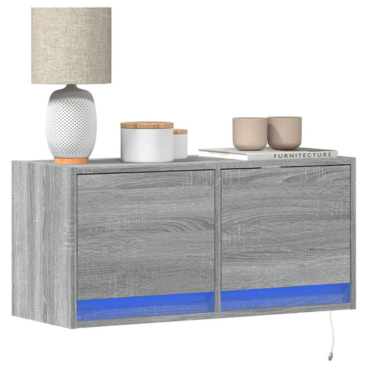 TV-Møbel Sonoma Grå Tv-benk med LED 80x31x35 cm