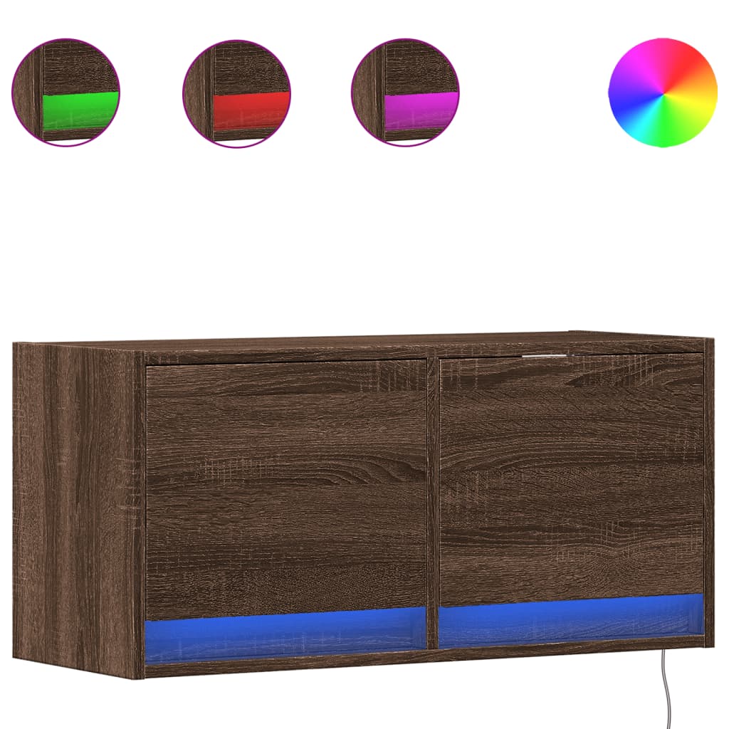 TV-Møbel Brun Eik Tre Tv-benk med LED 80x31x35 cm