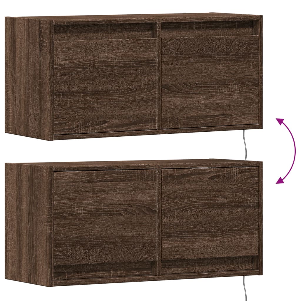 TV-Møbel Brun Eik Tre Tv-benk med LED 80x31x35 cm