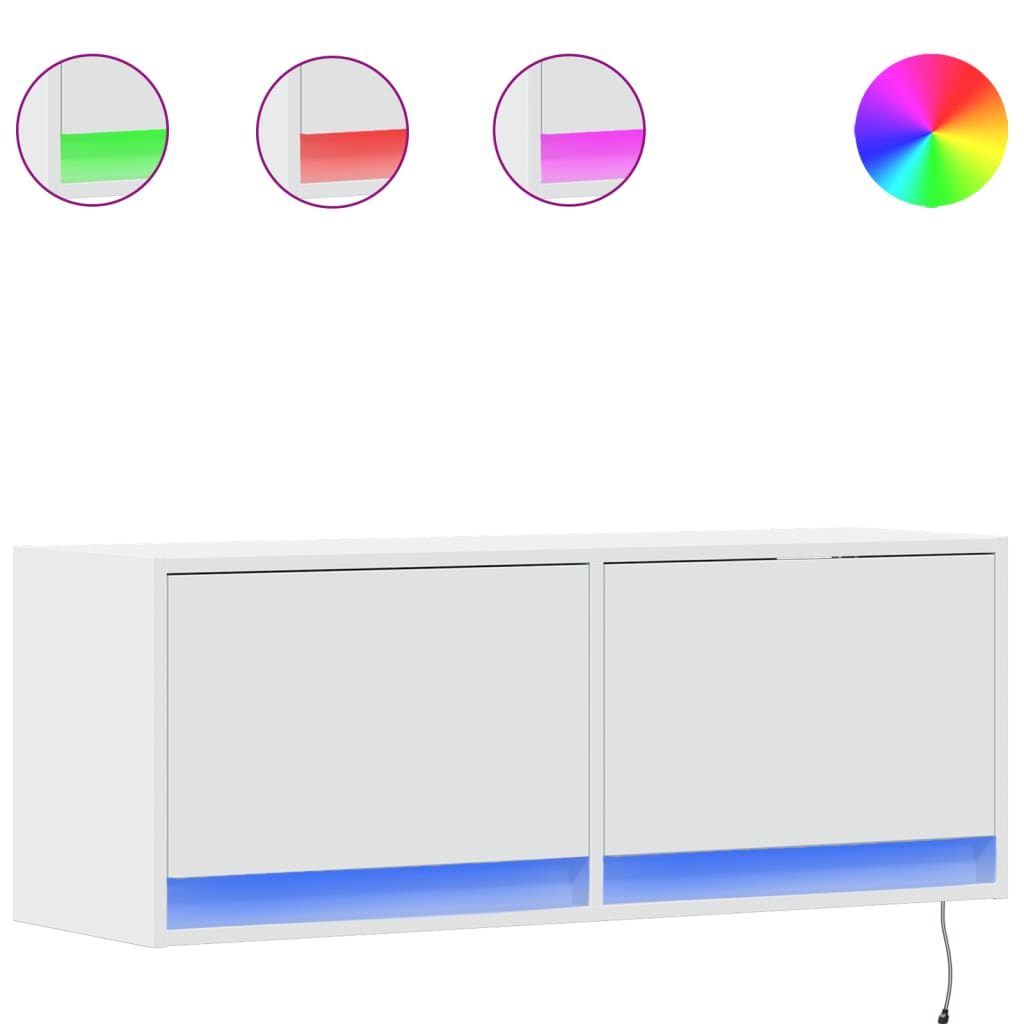 TV-Møbel Hvit Tv-benk med LED 100x31x35 cm