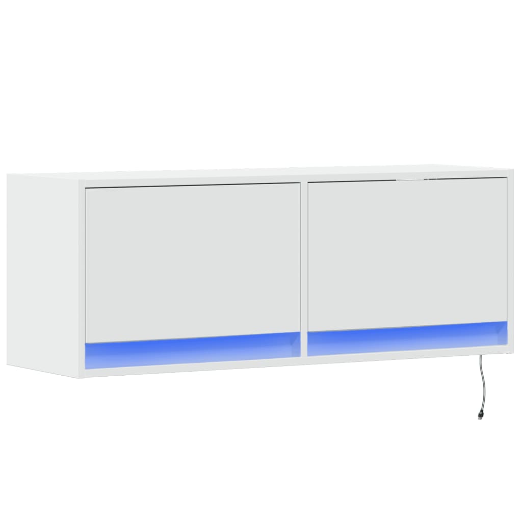 TV-Møbel Hvit Tv-benk med LED 100x31x35 cm