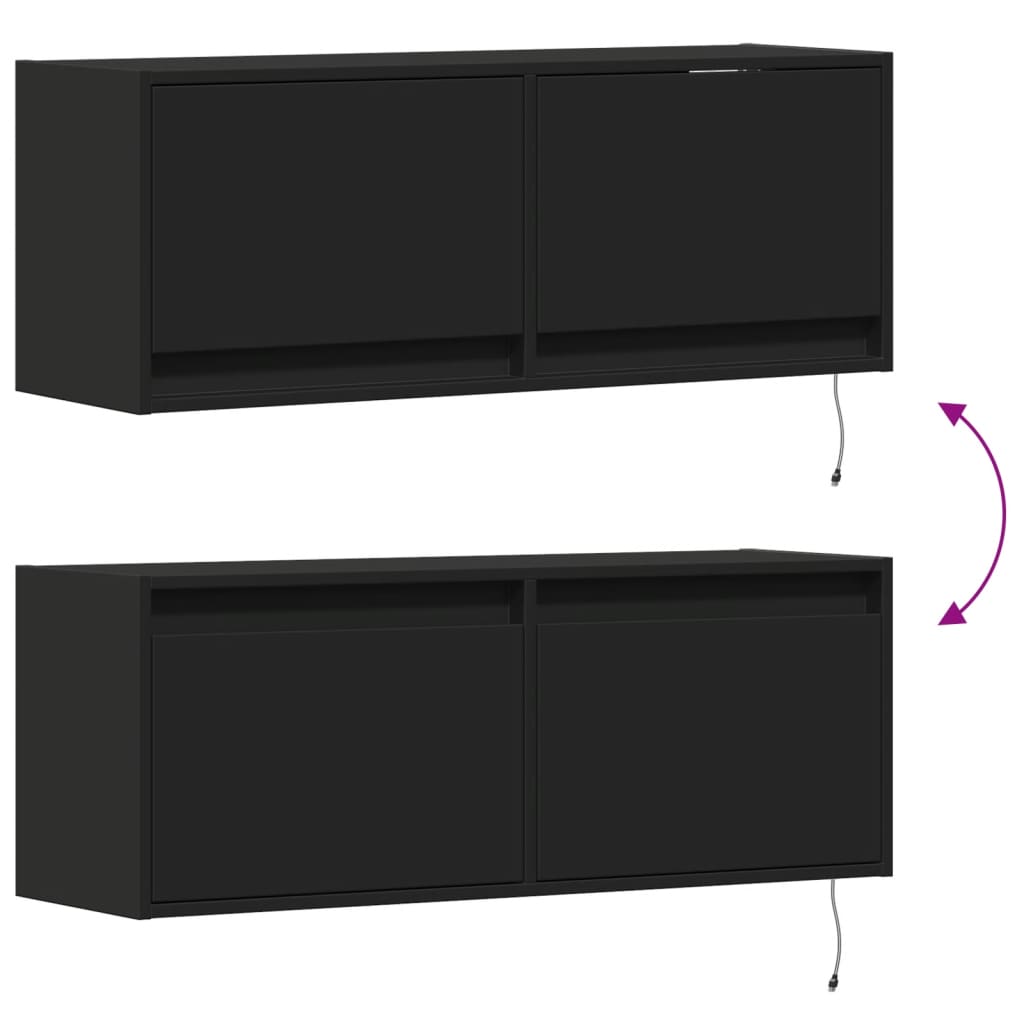 TV-Møbel Svart TV-benk med LED 100x31x35 cm