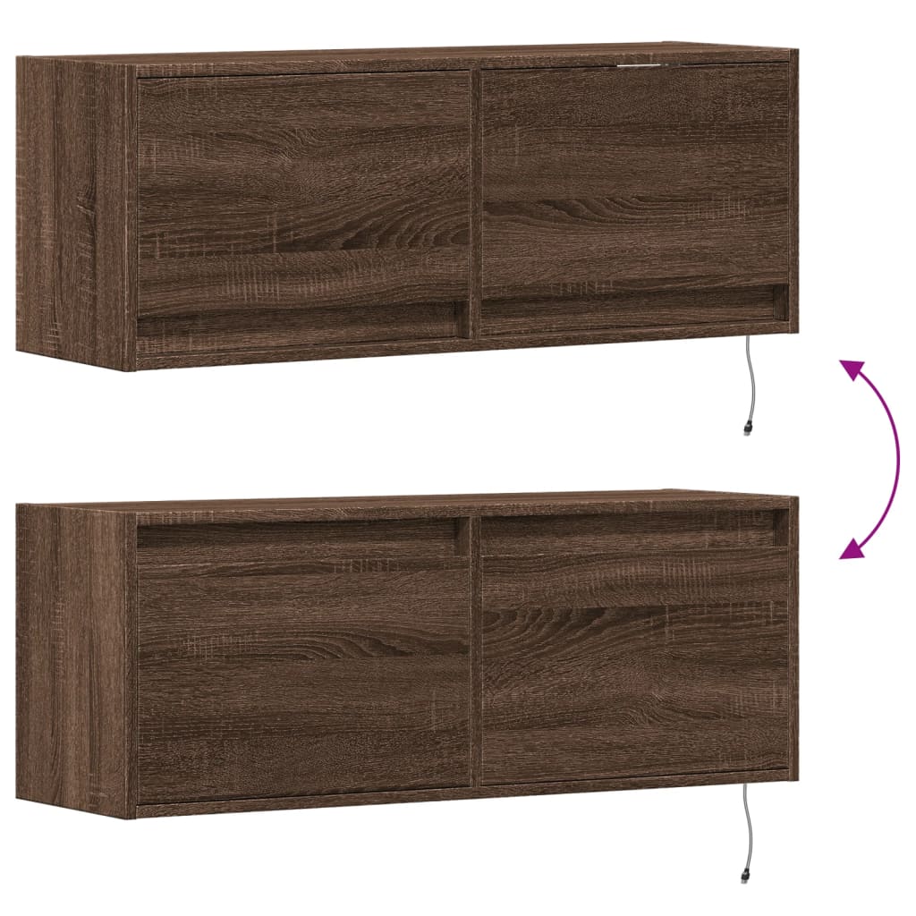 TV-Møbel Brun Eik TV-Veggskap med LED 100x31x35 cm