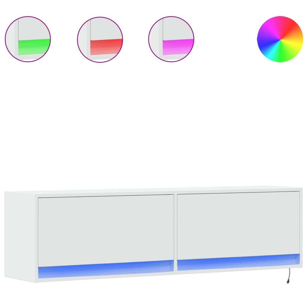 TV-Møbel Hvit TV-benk med LED 140x31x38 cm