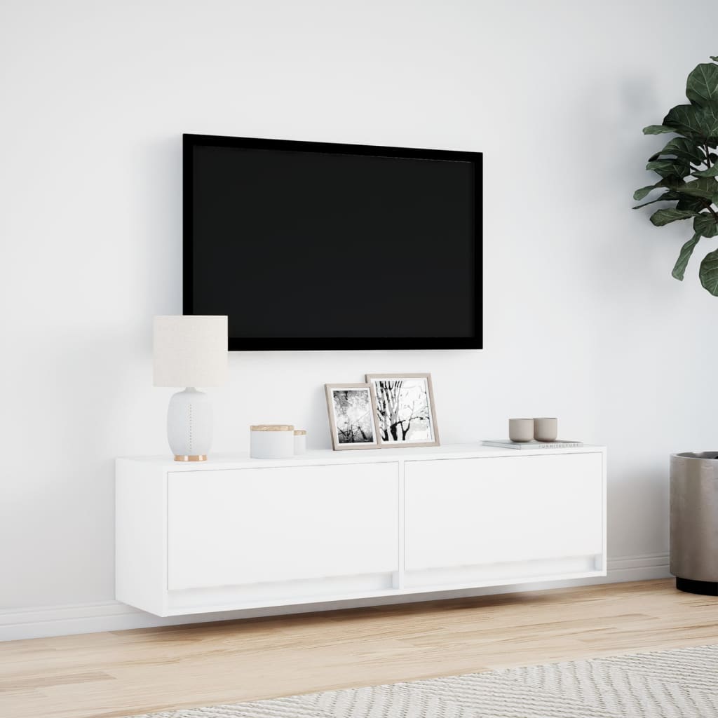TV-Møbel Hvit TV-benk med LED 140x31x38 cm